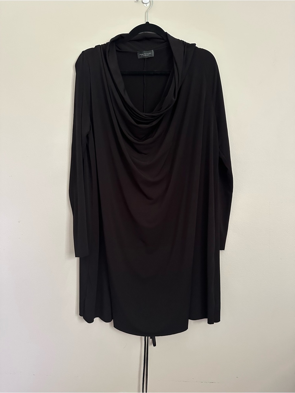 Jennifer Tattanelli Casini Black Cowl Neck Dress L Lagenlook Avant Garde Italy